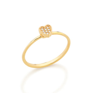 GOLD STUDDED HEART SKINNY RING