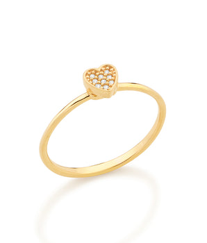 GOLD STUDDED HEART SKINNY RING