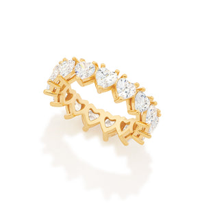 GOLD HEART STUDDED RING IN WHITE