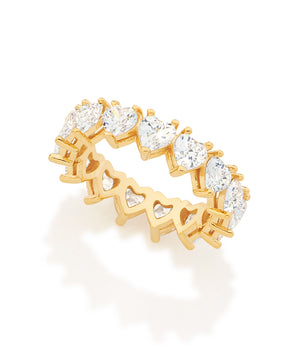 GOLD HEART STUDDED RING IN WHITE