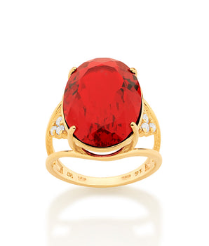 GOLD TRADITIONAL ROYALTY RING IN RED
