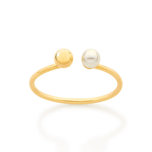GOLD DOUBLE SPHERE SKINNY RING