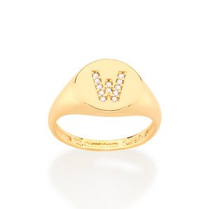 GOLD LETTER PINKY RING