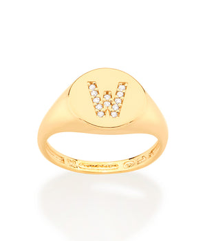 GOLD LETTER PINKY RING