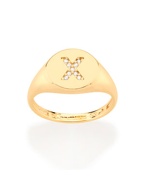 GOLD LETTER PINKY RING
