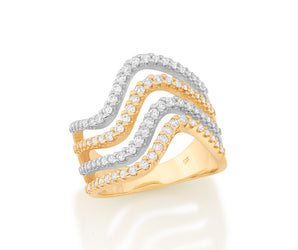 GOLD DUO TONE WAVE RING