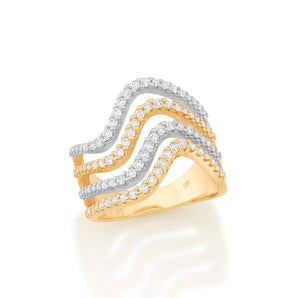 GOLD DUO TONE WAVE RING