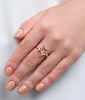 GOLD STUDDED STAR RING