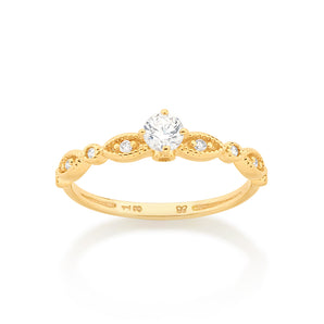 GOLD TWISTED POINT OF LIGHT SOLITAIRE RING