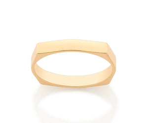GOLD OCTAGON GEOMETRIC WEDDING BAND RING