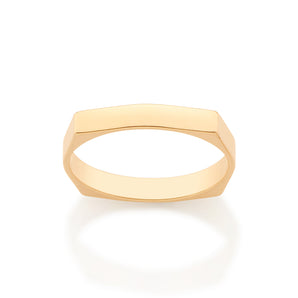 GOLD OCTAGON GEOMETRIC WEDDING BAND RING