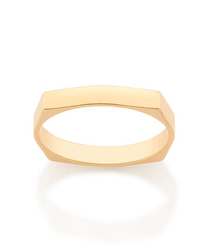 GOLD OCTAGON GEOMETRIC WEDDING BAND RING