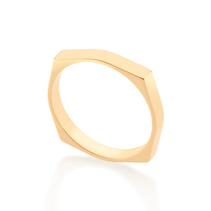 GOLD OCTAGON GEOMETRIC WEDDING BAND RING