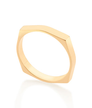 GOLD OCTAGON GEOMETRIC WEDDING BAND RING