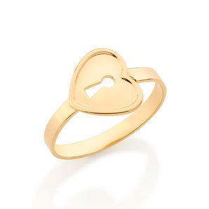 GOLD HEART LOCK RING