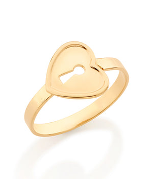 GOLD HEART LOCK RING