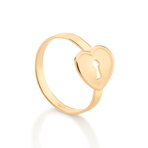 GOLD HEART LOCK RING