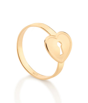 GOLD HEART LOCK RING