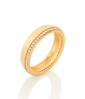 GOLD TIMELESS WEDDING BAND RING WITH STONE
