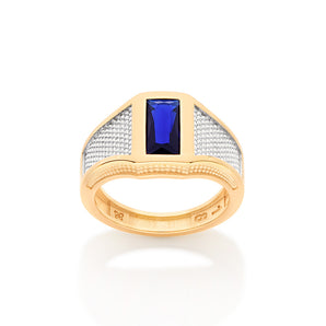 GOLD DOUBLE TONE mens RING IN BLUE