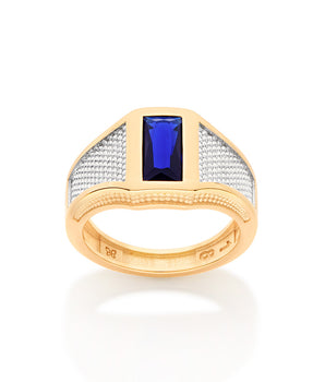 GOLD DOUBLE TONE mens RING IN BLUE