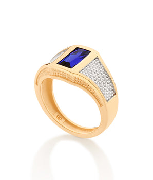 GOLD DOUBLE TONE mens RING IN BLUE