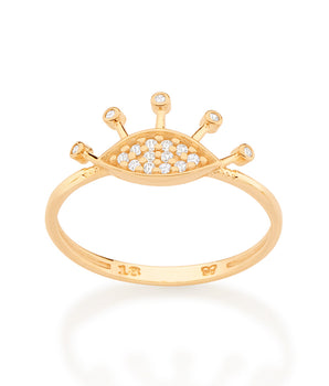 GOLD MODERN EVIL EYE SKINNY RING