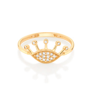 GOLD MODERN EVIL EYE SKINNY RING