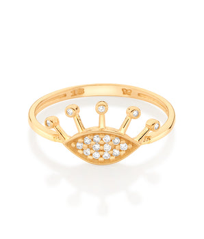 GOLD MODERN EVIL EYE SKINNY RING