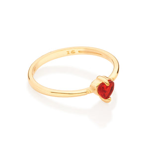 GOLD RED HEART SKINNY RING