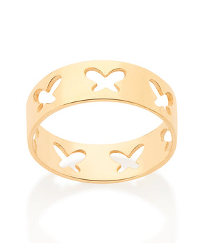 GOLD HOLLOW BUTTERFLY BAND RING