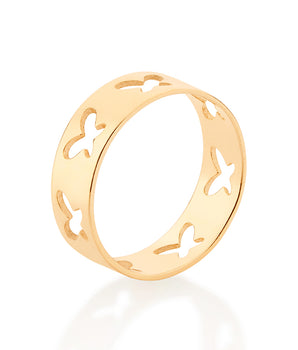 GOLD HOLLOW BUTTERFLY BAND RING