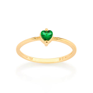 GOLD GREEN HEART SKINNY RING