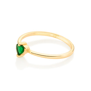 GOLD GREEN HEART SKINNY RING