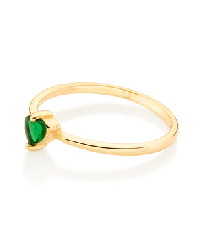 GOLD GREEN HEART SKINNY RING