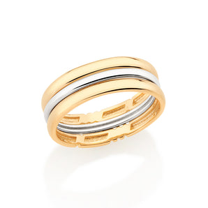 GOLD DOUBLE TONE STACKED SKINNY RING