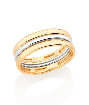 GOLD DOUBLE TONE STACKED SKINNY RING