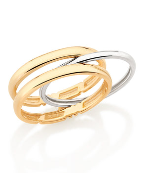 GOLD DOUBLE TONE STACKED SKINNY RING