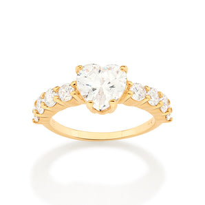 GOLD SHINNING LOVE SOLITAIRE RING
