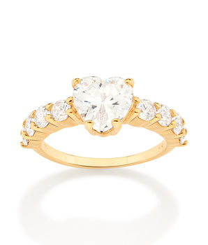 GOLD SHINNING LOVE SOLITAIRE RING