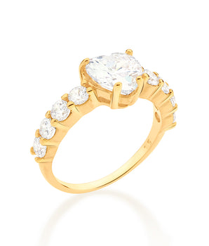 GOLD SHINNING LOVE SOLITAIRE RING
