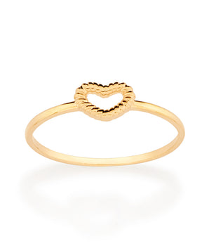 GOLD TEXTURED HOLLOW HEART SKINNY RING