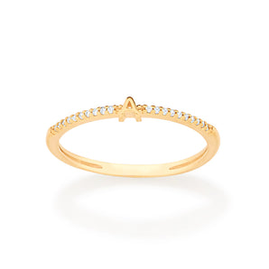 GOLD STUDDED LETTER SKINNY RING