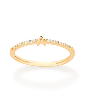 GOLD STUDDED LETTER SKINNY RING