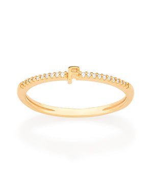 GOLD STUDDED LETTER SKINNY RING