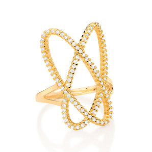 GOLD STUDDED OVAL RING