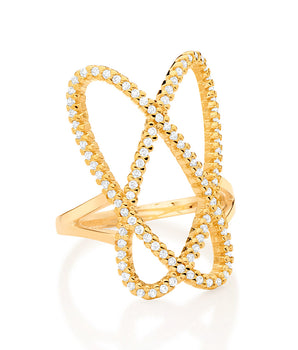 GOLD STUDDED OVAL RING