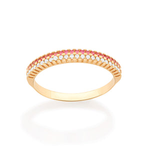 GOLD PINK AND WHITE STUDDED RING