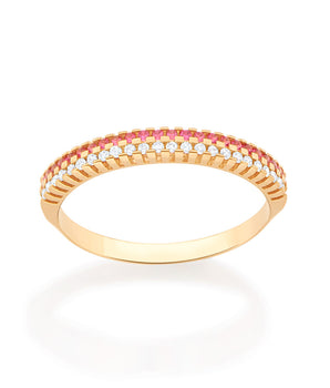 GOLD PINK AND WHITE STUDDED RING