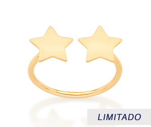 GOLD DOUBLE STAR ADJUSTABLE RING